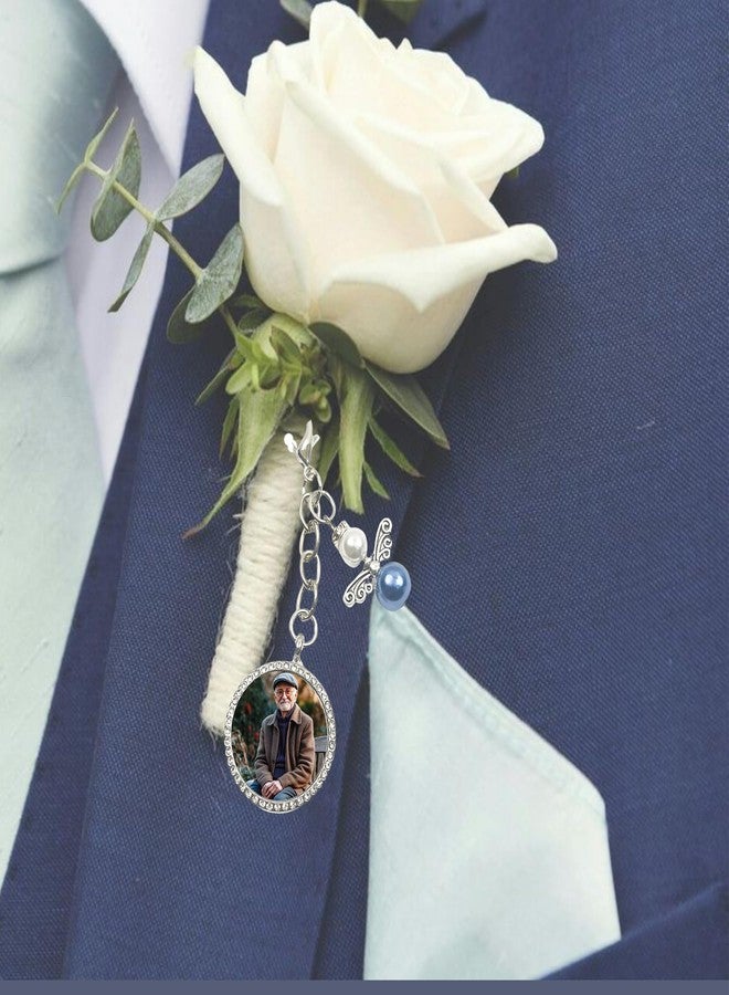 Dorla Cool DIY Photo Locket Memorial Gifts For Bride Bouquet Charm Groom Boutonniere Something Blue Bridal Keepsake Gift in Memory of Mom Dad Grandparents on the Wedding Day - Image 4